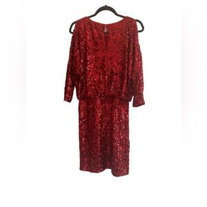 NTW Boston Proper Red Sequin Cold-Shoulder Party Dress size 6